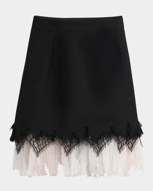 Lace Ruffle Hem Mini Skirt